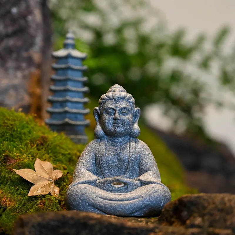 Statue de Bouddha en pierre bl - Bonsai Garden Chinese Garden avis et prix